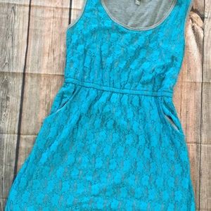 Aqua blue lace tank dress